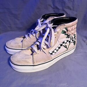 High top checkers floral Vans
